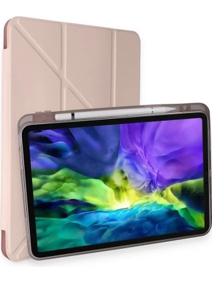 Bezos Apple iPad Air 4 10.9 Kılıf Kalemlikli Mars Tablet Kılıfı - Rose Gold