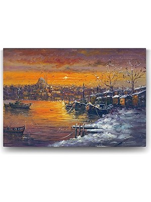 Trendexa Istanbul Kış Manzarası Reprodüksiyon Tablo, 90X60 cm