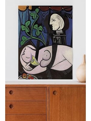 Trendexa PSTER20016 Yeşil Yapraklar ve Büst - Pablo Picasso Sanatsal Poster 80 x 115