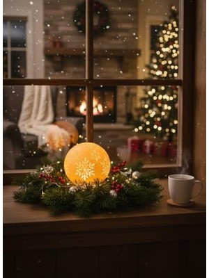 Trendexa Christmas Serisi Kartopu Mumluk, Dekoratif Beyaz Mumluk, Beyaz