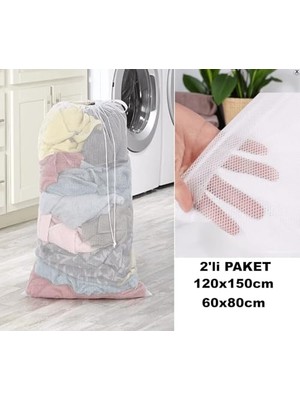 Trendexa 60X80 cm ve 120X150 cm Beyaz Çamaşır Yıkama Filesi, 2'li Paket