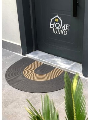 Trendexa Doğal Jüt El Dokuma Yarım Daire Paspas, Kaymaz Tabanlı Gri-Hasır 60 * 90
