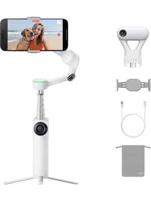 Trendexa Flow 2 Pro Aı Tracker Paketi Beyaz; Apple Dockkit, 360º Pan Izleme, Dahili Tripod ve Selfie Çubuğu