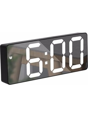 Tr LED Dijital Saat Sesle Aktifleşen, Sıcaklık Göstergeli, Gece Modlu Modern Masa Alarm Saati