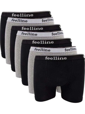 Pileli Store 7 Adet Feelline Siyah ve Gri Pamuklu Doğal Likralı Erkek Boxer