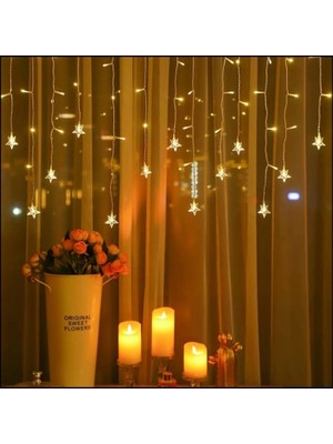 Pileli Store Yıldız 4m 96 LED 19 Saçak 40-50-60CM Gün Işığı Yıldız Boyutu:7cm