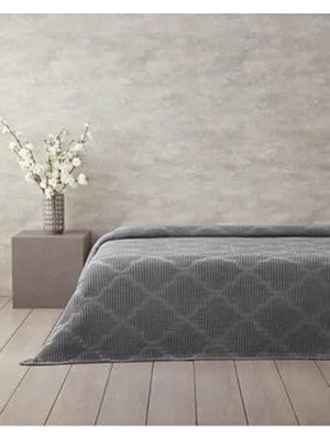 Trendexa Pamuklu Waffle Çift Kişilik Pike Koyu Gri