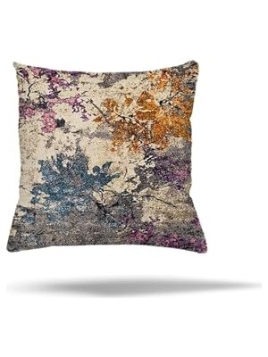 Trendexa Yaprak Batik Desenli Gizli Fermuarlı Dekoratif Kırlent Kılıfı, Petrol Mavi 45 x 45
