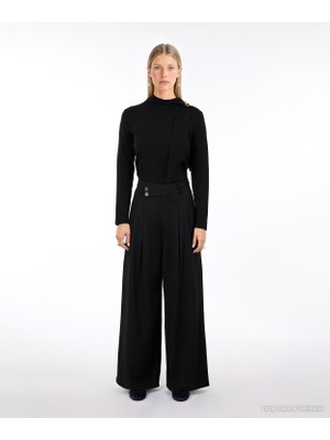 Yargıcı Kemer Detaylı Wide Leg Yüksek Bel Pantolon