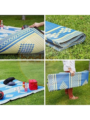 Trendexa Plastik 140 x 230 cm Teras Kamp Outdoor Karavan Hasır Halı Kilim Piknik Cami Park Plaj Bahçe Balkon