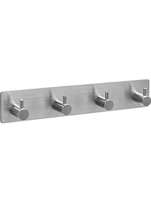 Trendexa Paslanmaz Çelik 4 Topuzlu Bornoz Askısı Havluluk - Banyo Askısı - Inox - Kendinden Yapışmalı