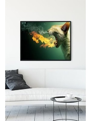 Trendexa (PSTER11574) Kedi Eğlenceli Mizahi Çerçeveli Tablo 3 (40X50 Cm)