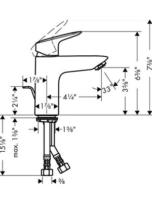 Trendexa Logis Modern Düşük Akışlı, Su Tasarruflu 1 Kulplu 1 6 " Uzun Banyo Lavabo Bataryası, Krom, 71104001