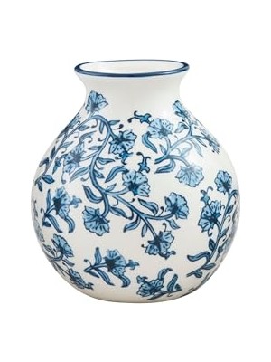 Trendexa Cflwr Blok Baskı Çiçek Vazosu, 7" x 6"
