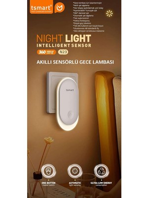 Tr Sensörlü LED Gece Lambası Prize Takılan Otomatik Karanlık Sensörlü Gece Işığı Bebek Od