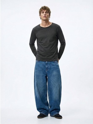 LTB Regular Fit Flamlı Basic Antrasit Sweatshırt