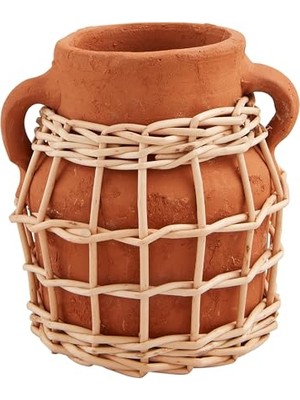 Trendexa Küçük Terracotta Rattan Vazo; 5 1/2 " x 4 3/4" Çap