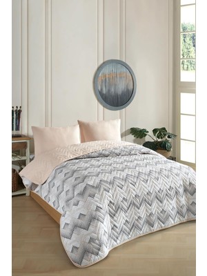 Tr Çift Kişilik Desenli Kapitone Çift Taraflı Renkli Pike Yatak Örtüsü Takımı 200X230 cm (�