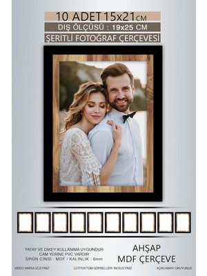 Tr Yhfoto 10 Adet 15X21 Çerçeve Siyah Ahşap Şeritli Çerçeve Mdf Çerçeve Pvc'li Fotoğraf Kar