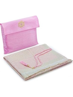 Trendexa Hediyelik Şantuk Çantalı, Tesbihli, Çeyizlik Seccade Seti - Pembe