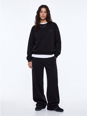 LTB Regular Fit Yazı Baskılı Bisiklet Yaka Siyah Sweatshırt