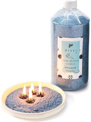 Trendexa Yaratıcı Inci Tozu Aqua Mediterian Kokulu Mavi Renk Mum 30 Adet Fitil ile Birlikte 400 G