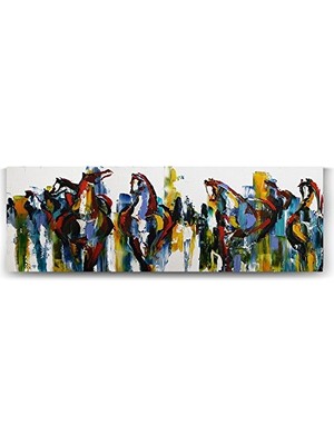 Trendexa 120X40 cm The Herd Of Carousel Ponies Sanat Baskısı