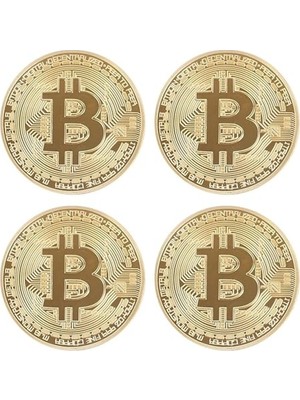 Trendexa 4 Adet Bitcoin Madeni Hatıra Parası, Madeni Bitcoin Hediye Sikke