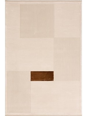 Trendexa Krem Tarçın Geometrik Tozumaz Salon, Koridor, Balkon, Teras ve Bahçe Halısı A0859A, 60 x 100