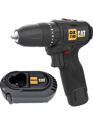 Cat DX1160.1 12VOLT/2.0AH Li-Ion Tek Akülü Kömürsüz Profesyonel Şarjlı Darbeli Matkap