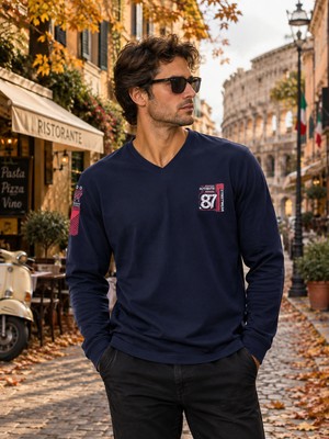 Masimar Erkek V Yaka Sweatshirt %100 Pamuk