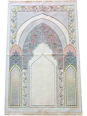Trendexa Krem Renkli, Geleneksel Desenli Hediyelik Halı Tipi Dokuma Seccade