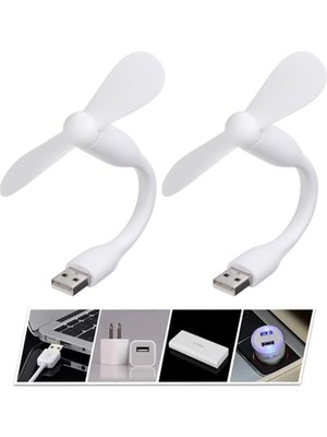 Trendexa Mini USB Vantilatör, Esnek Mini Fan, Pc ve Powerbank ile Kullanılabilir, Sessiz Taşınabilir Soğutma Fanı, 2 Adet