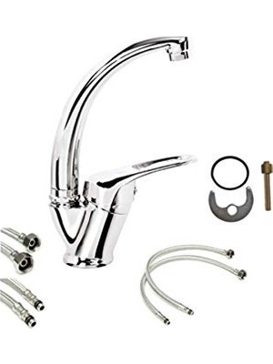 Trendexa Sıcak Soğuk Çift Su Girişli Mix Kuğu Banyo Lavabo Musluğu Bataryası