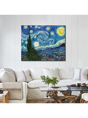 Trendexa Vincent Van Gogh Yıldızlı Gece Kanvas Tablo (48 x 60 Cm)