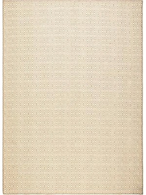 Trendexa Ekru Renk Karo Desenli Jüt Halı Kilim 120 x 180 cm