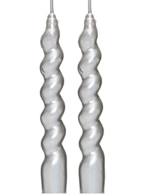 Trendexa Gümüş Şamdan Mumlardan Oluşan 2'li Twirl Glow Seti, 18 Cm, Yılbaşı Temalı