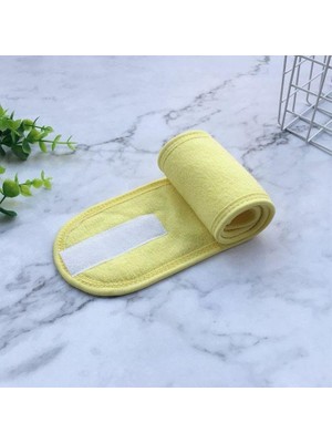 Trendexa Tekstil Havlu Saç Bandı, Cırt Bantlı Makyaj ve Sporcu Saç Bandı, Sarı