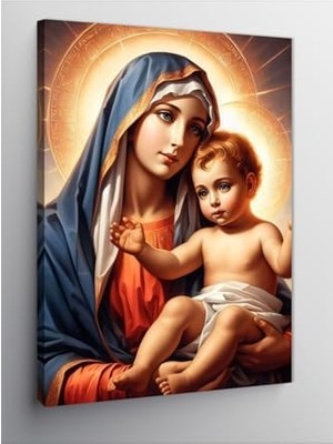 Trendexa Meryem Ana ve Hz Isa Kanvas Duvar Tablosu, 50 cm x 70 cm