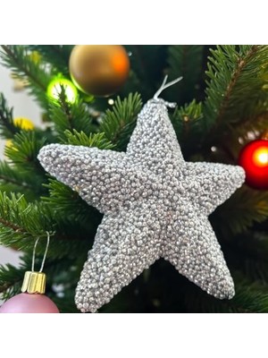 Trendexa Gümüş Yıldız Yılbaşı Ağaç Süsü, 15 Cm, AST7214