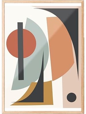 Trendexa Ahşap Çerçeveli Tablo, Soyut Kompozisyon, Renkli Bloklar, Minimal Stil Poster No: 106849 50 x 70