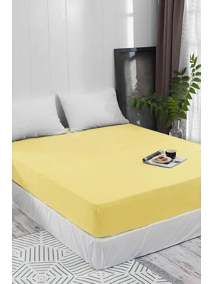 Trendexa Sarı Lastiksiz Çift Kişilik Düz Renk Çarşaf, 220X240 Cm, Lastiksizcift