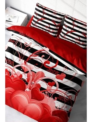 Trendexa King Size Sevgililer Günü 3D Çift Kişilik Nevresim Takımı 220X240 Cm, MONOHOME48976