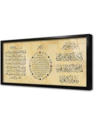 Trendexa Üçlü Dua Ayetel Kürsi Bereket ve Nazar Ayeti Çerçeveli Cam Tablo 20X40 cm CB32014