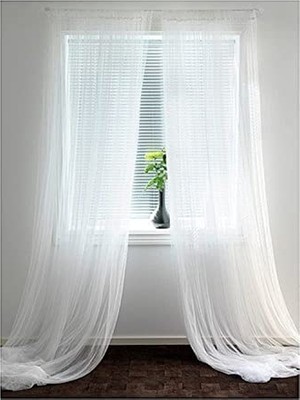 Trendexa Beyaz Çift Kanatlı Düz Perde, 280 cm x 300 cm