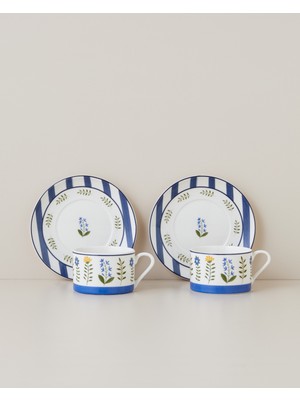 English Home Lora Flora Porselen 4 Parça 2 Kişilik Çay Fincanı Takımı 220 ml Renkli