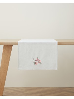 English Home Botanical Romance Pamuk Nakışlı Runner 40X140 cm Pembe