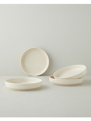 English Home Boheme Stoneware 4'lü Bowl Seti 23 cm Krem