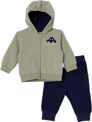 Bebetto Erkek Bebek Sweatshirt-Hırka-Alt Araba Baskılı Fermuarlı Bisiklet Yaka Long Sleeve Patiksiz