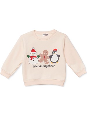 Hellobaby Erkek Bebek Sweatshirt Yeniyıl Baskılı Bisiklet Yaka Long Sleeve